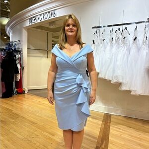 Elegant Blue Off-Shoulder Dress